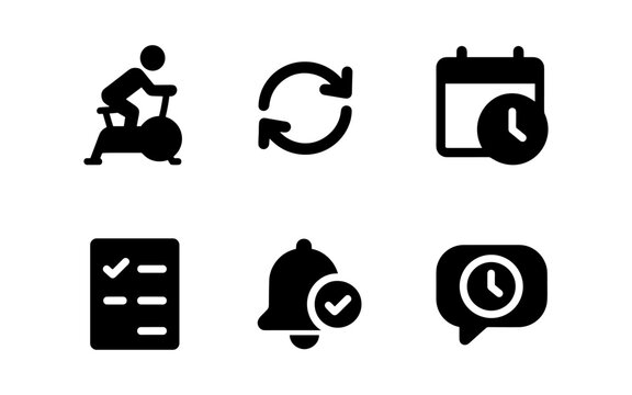 Minimalist icons for time management and fitness in modern design