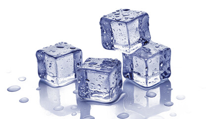 Clear Ice Cubes With Water Droplets Frozen Refreshing Background