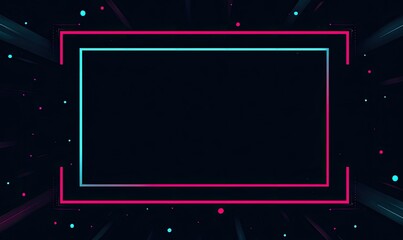 Abstract neon frame on a dark background with blue and pink elements
