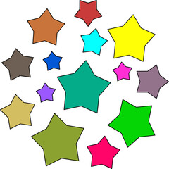 Colorful Stars Pattern on White Background