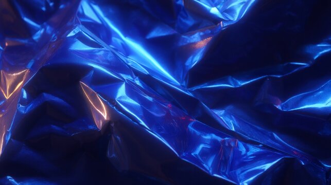 A blue piece of plastic with a shiny surface. The surface is reflective and the blue color is vibrant - Powered by Adobe