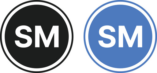 Service Mark (SM) Symbol Icon Set. Business Service Protection symbols. Commercial Services and Brand Identity Mark Icons collection. SM Symbol and Commercial Rights Logos
