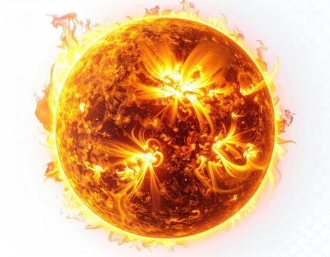 Fiery, glowing orb with plasma filaments and radiant heat - Powered by Adobe