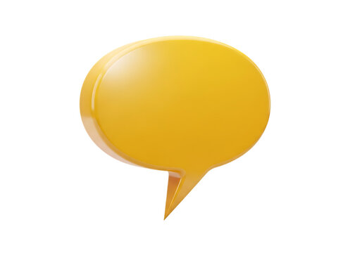 Yellow 3d rendered speech bubble icon for digital communication