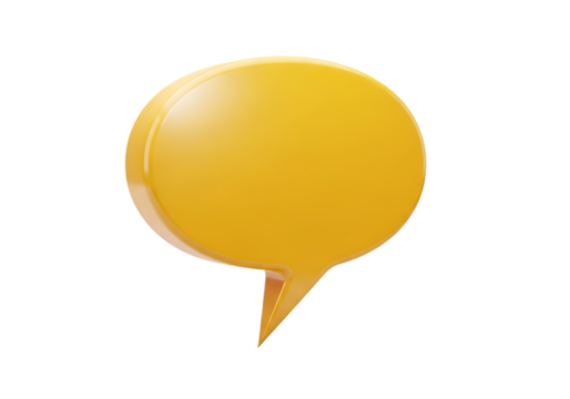 Yellow 3d rendered speech bubble icon for digital communication