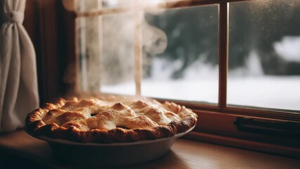 Golden-crusted, freshly baked pie with thick, fragrant steam dynamically rising from its surface. - Powered by Adobe