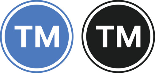 Trademark (TM) Symbol Icon Set. Branding and Commercial Mark. Commercial Use and Goods/Services Mark Icons collection. TM Symbol and Corporate Asset Indicator Collections