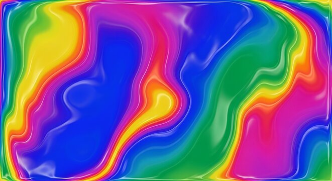 Abstract background of vibrant swirling liquid paint in a rainbow of psychedelic colors