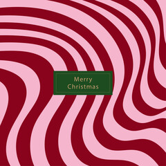 Modern abstract Christmas background with bold red and pink wavy stripes and a stylish &lsquo;Merry Christmas&rsquo; label. Perfect for holiday cards, festive designs, social media posts, and seasonal branding.
