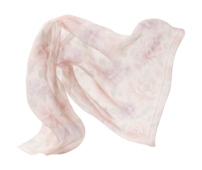 Pastel floral print sheer chiffon scarf.