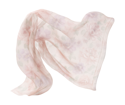 Pastel floral print sheer chiffon scarf.
