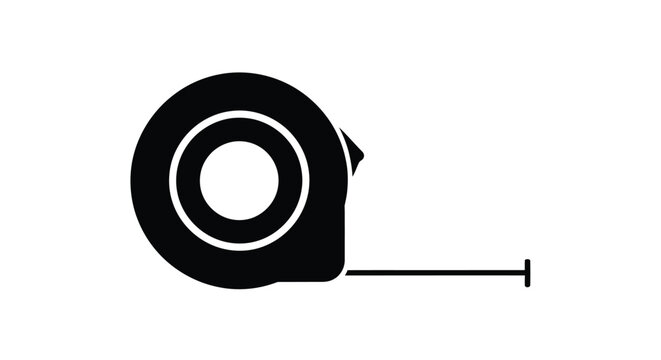 Black Silhouette of a Tape Measure measuring illustration