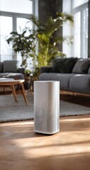 Smart Speaker in Modern Living Room with Natural Light.