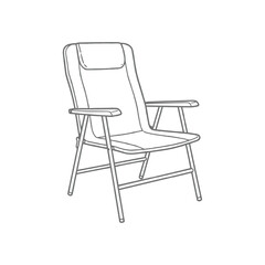 Line Art Illustration of a Folding Camping Chair