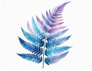 Watercolor style fern with blue to purple gradient