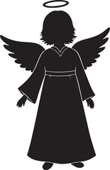 Elegant Angel Silhouette with Wings and Halo for Holiday Designs