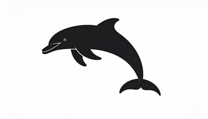 Fototapeta premium Whimsical Silhouette A Leaping Dolphin in Elegant Black and White