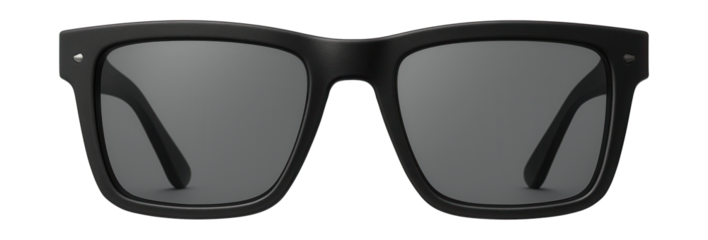 Matte black rectangular sunglasses with polarized grey lenses.