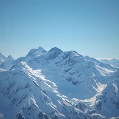 Snow-Covered Mountains under Clear Blue Sky