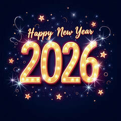 Bright and Cheerful happy new year 2026 Holiday Celebration Art