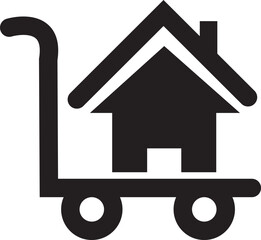 House moving on a hand truck icon