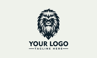 Fierce Bigfoot creature head vector logo illustration for powerful branding concept