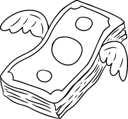 Hand Drawn Flying Money Stack