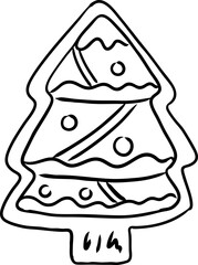 Hand Drawn Christmas Tree Cookie