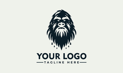 Powerful gorilla head mascot, a wild bigfoot face emblem vector. logo. illustration