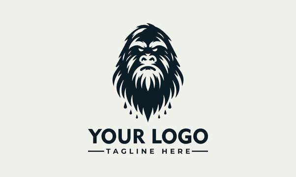Powerful gorilla head mascot, a wild bigfoot face emblem vector. logo. illustration