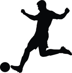 Silhouette of a soccer player kicking a ball with power and precision
