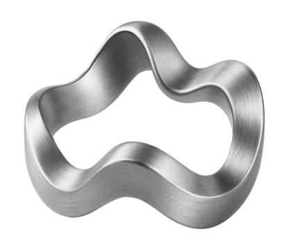 Abstract wave-form ring crafted from brushed aluminum.