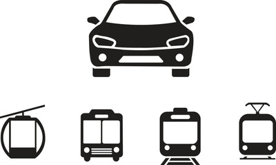transportation icons on white background	
