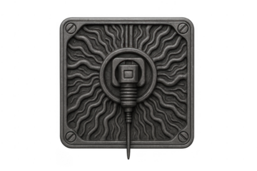 Steampunk industrial metal bas relief symbol machine