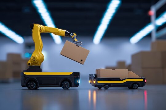 Automated warehouse robots efficiently manage logistics, showcasing cutting-edge robotic technology in modern supply chain and inventory solutions.