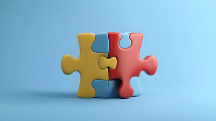 Obraz premium Colorful puzzle pieces fitting together representing teamwork and collaboration