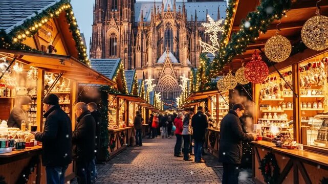Christmas Market in front of Cologne Cathedral.