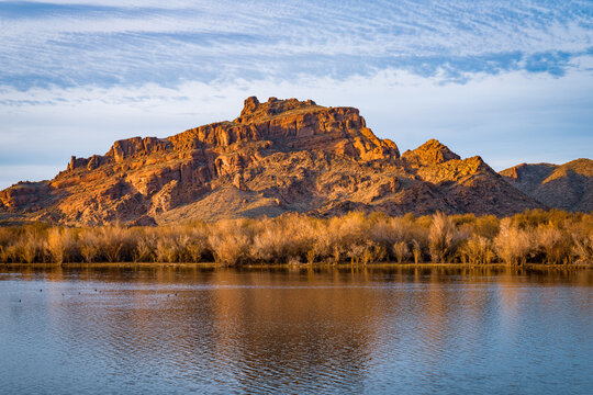 Red Mountain at Dusk, sitting prominently over the lower Salt River, just outside of Mesa, Arizona. 