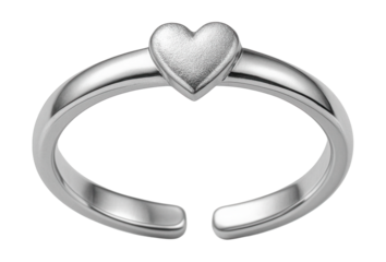 Adjustable silver ring featuring a small heart design for children.