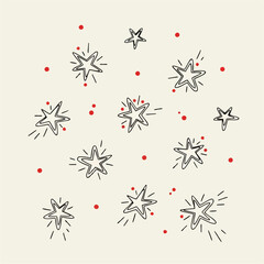Whimsical hand-drawn stars and dots on a cream background, perfect for festive and celebratory designs