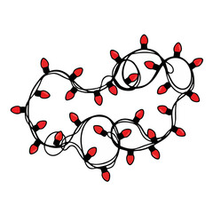 Festive Red String Lights An Illuminated Swirl for Holiday and Celebration Designs