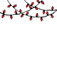 Christmas Lights Festive Holiday Celebration Illustration Graphic with String of Red Bulbs, Celebration