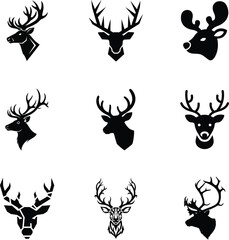 Reindeer head silhouettes for Christmas design