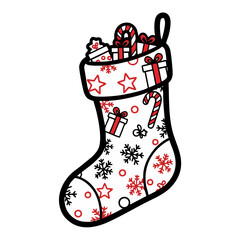 Christmas Stocking filled with Presents and Festive Decorations, Perfect for Holiday Season Celebrations