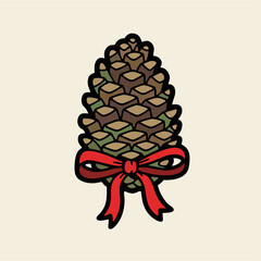 Festive Pine Cone with Red Bow A touch of nature's holiday charm