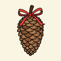 Festive Pine Cone Adorned with a Red Ribbon A Touch of Holiday Cheer