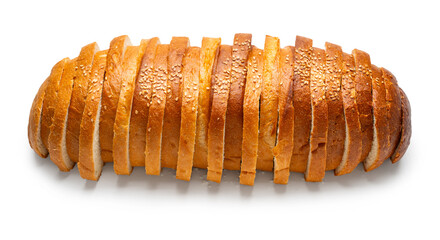 White bread sliced ​​with sesame seeds on isolated background