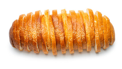White bread sliced ​​with sesame seeds on isolated background
