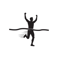 Silhouette of a person crossing finish line