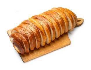 White bread sliced ​​with sesame seeds on isolated background